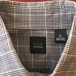 SAKS Fifth Avenue Black plaid shirt LG